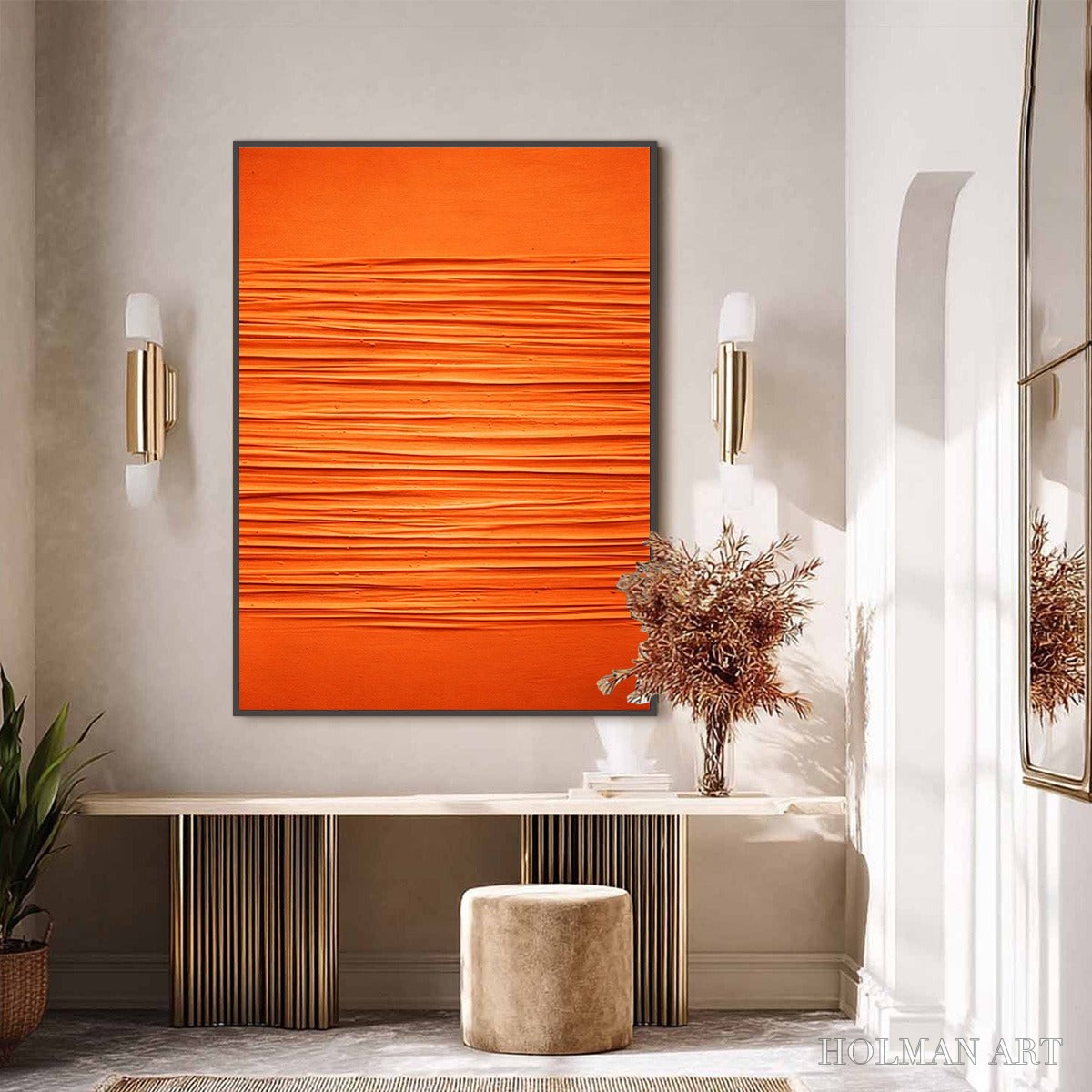 HOLMAN ART Saffron Rhythm – Vibrant Textured Minimalist Orange Painting - image 6