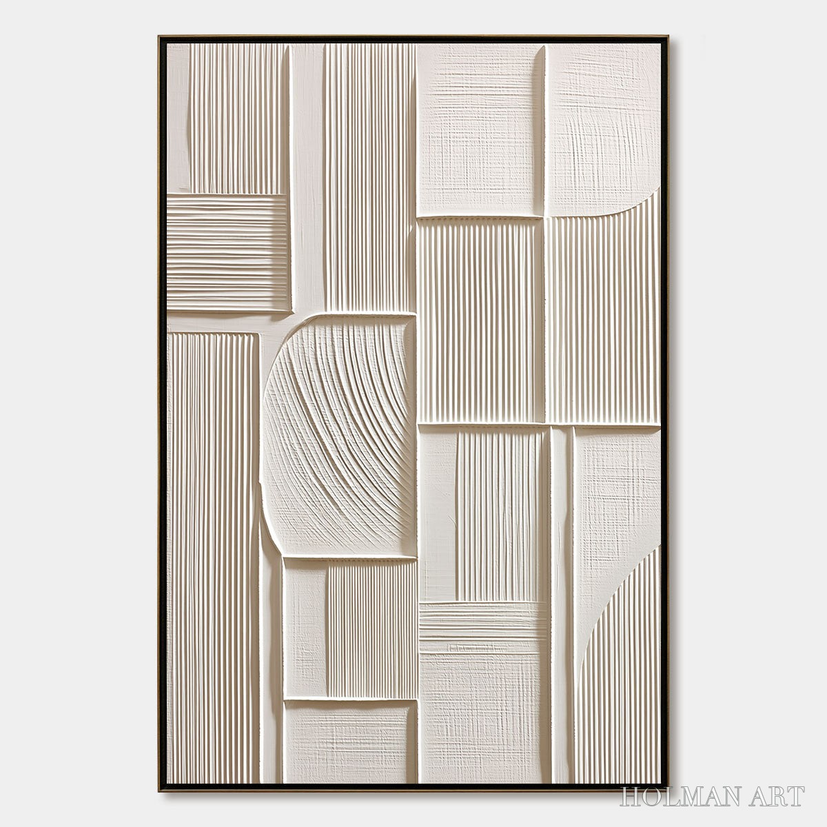 HOLMAN ART Structured Calm – Textured White Minimalist Abstract - image 1