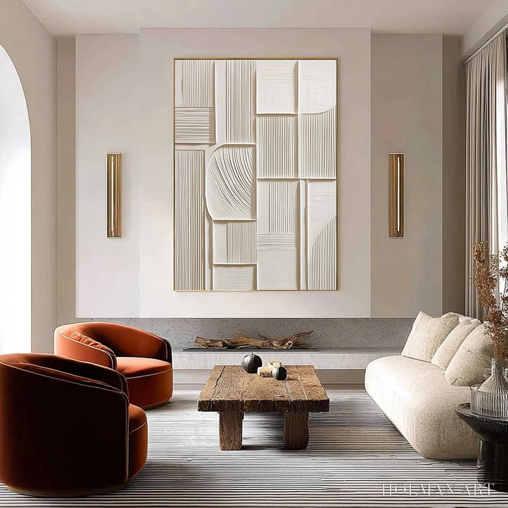 HOLMAN ART Structured Calm – Textured White Minimalist Abstract - image 2