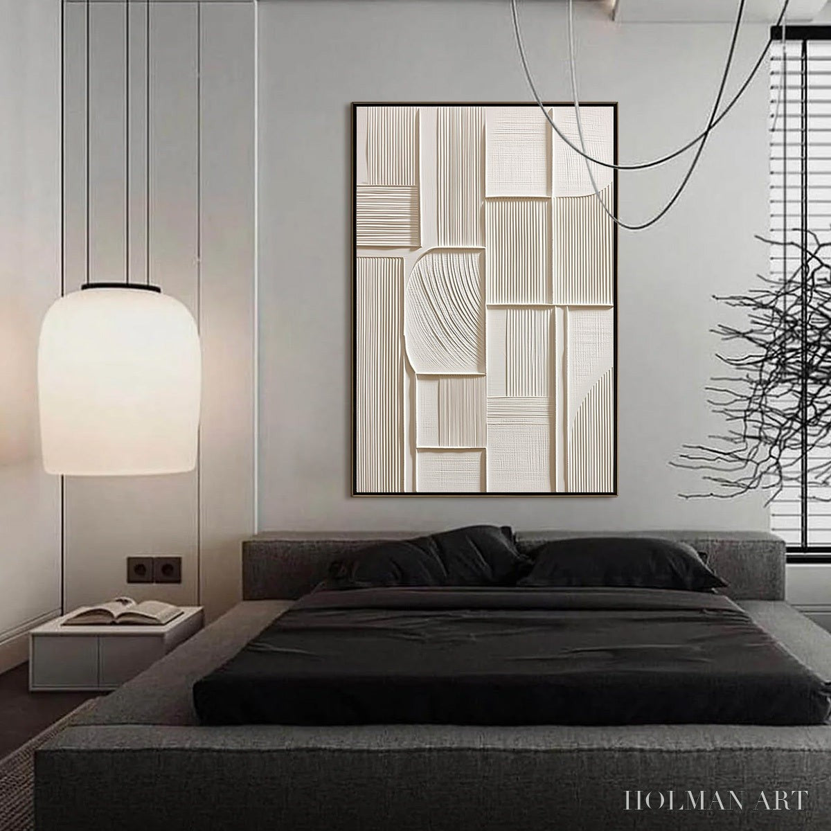 HOLMAN ART Structured Calm – Textured White Minimalist Abstract - image 4