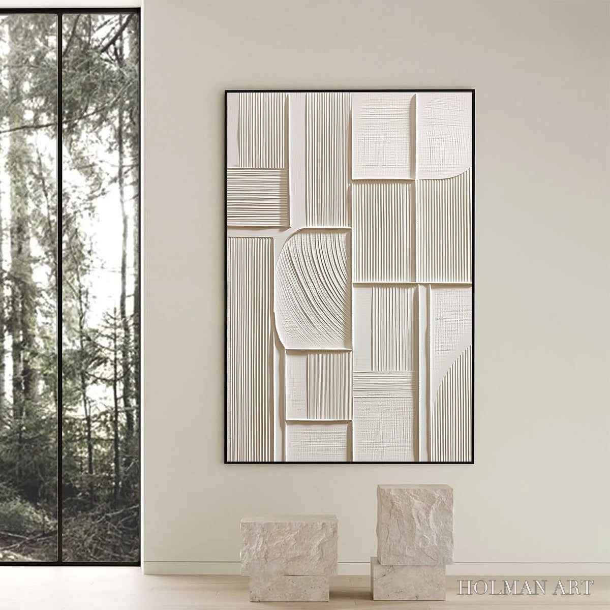 HOLMAN ART Structured Calm – Textured White Minimalist Abstract - image 6