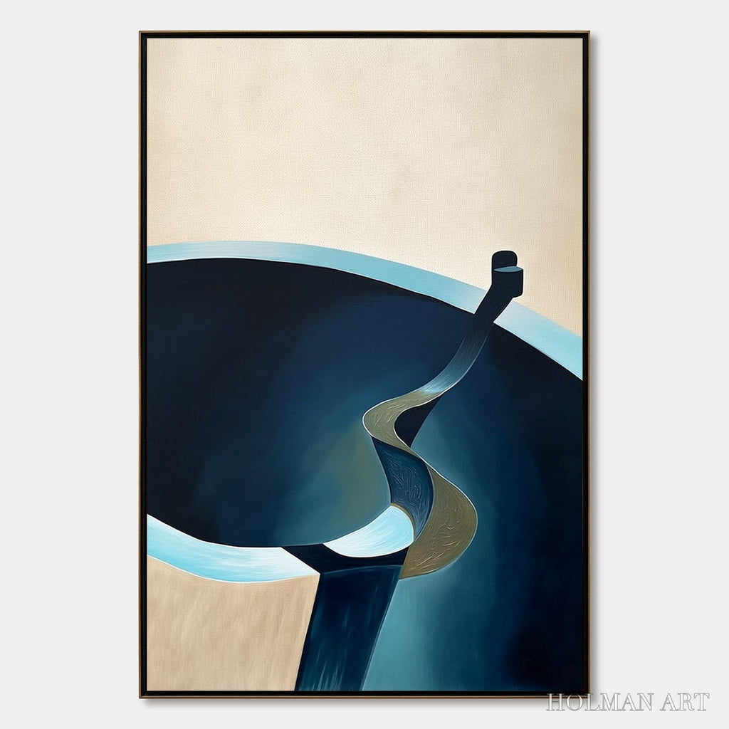HOLMAN ART Voyage – Modern Minimalist Abstract Painting in Blue and Beige - image 1