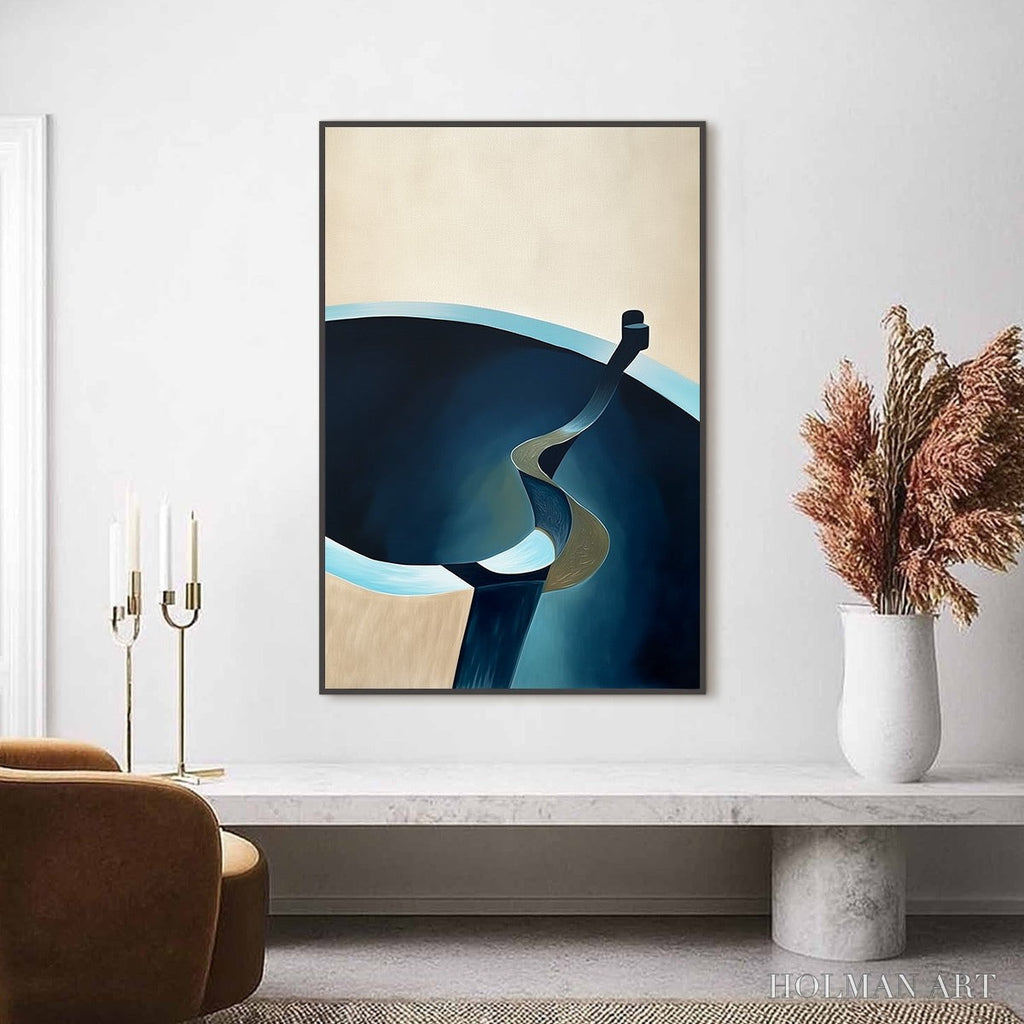 HOLMAN ART Voyage – Modern Minimalist Abstract Painting in Blue and Beige - image 2
