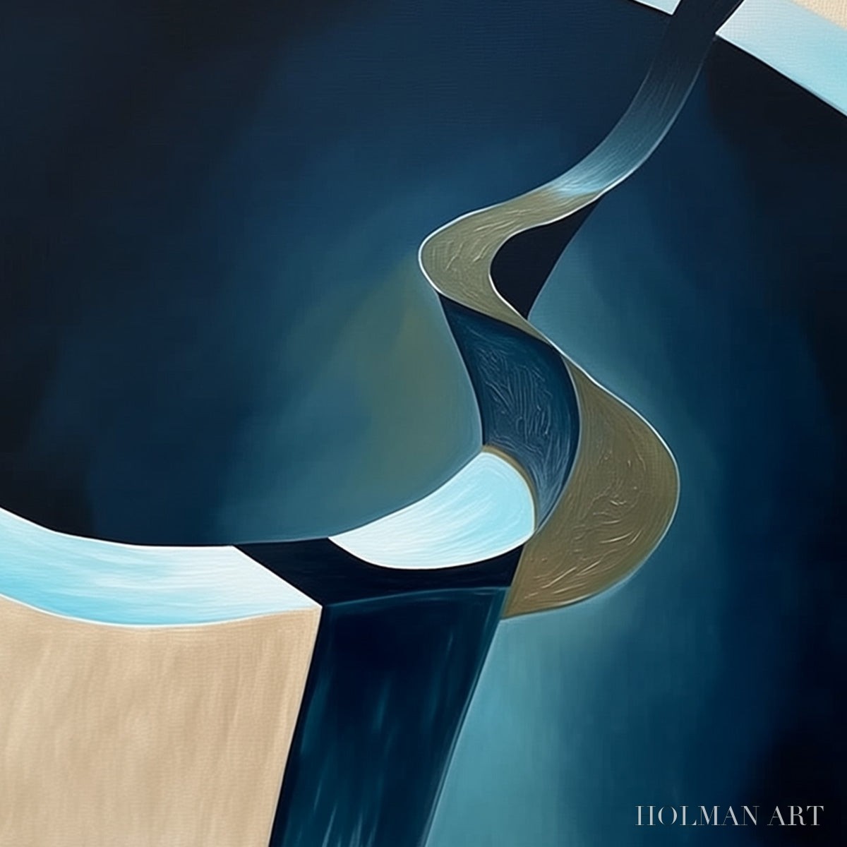 HOLMAN ART Voyage – Modern Minimalist Abstract Painting in Blue and Beige - image 5