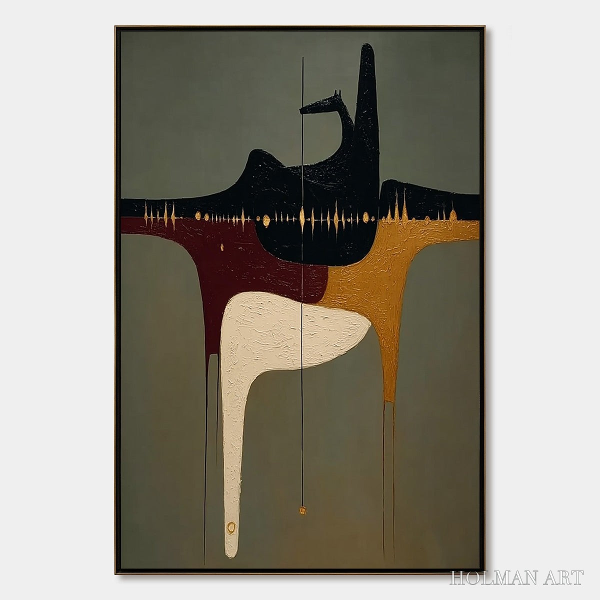 HOLMAN ART the Conduit – Textured Minimalist Abstract Painting with Gold Accents - image 1