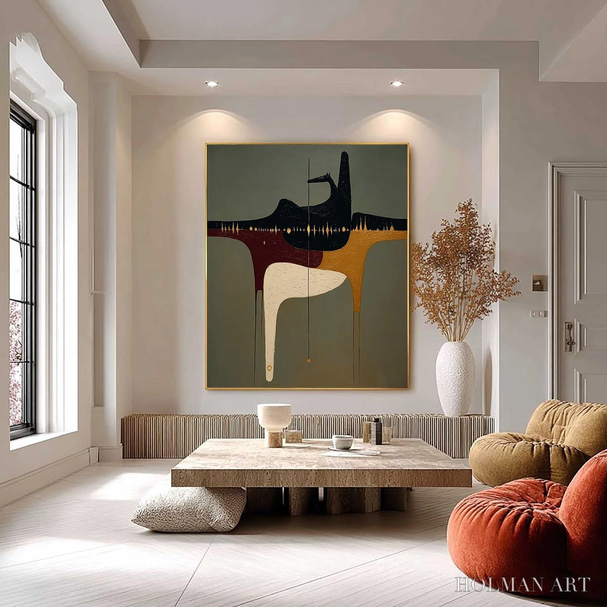 HOLMAN ART the Conduit – Textured Minimalist Abstract Painting with Gold Accents - image 2