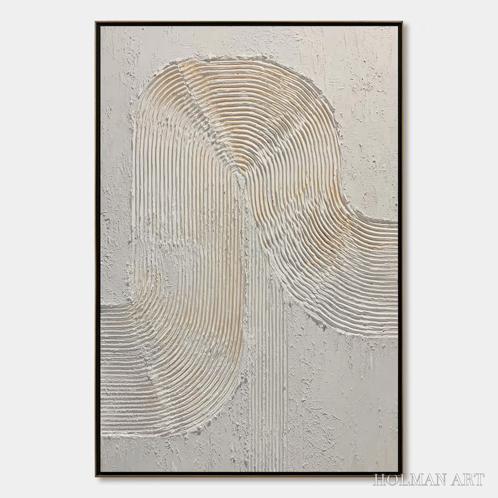 HOLMAN ART Continuum – Textured Minimalist Abstract Painting in White and Beige - image 1
