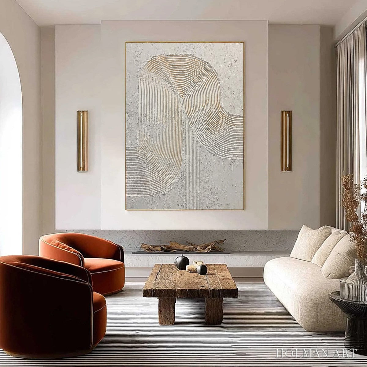 HOLMAN ART Continuum – Textured Minimalist Abstract Painting in White and Beige - image 2