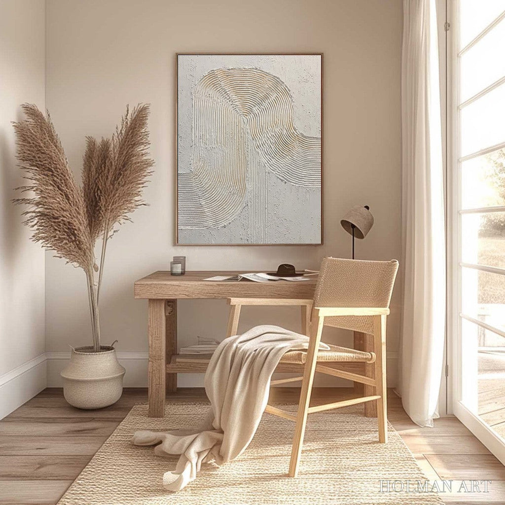 HOLMAN ART Continuum – Textured Minimalist Abstract Painting in White and Beige - image 4