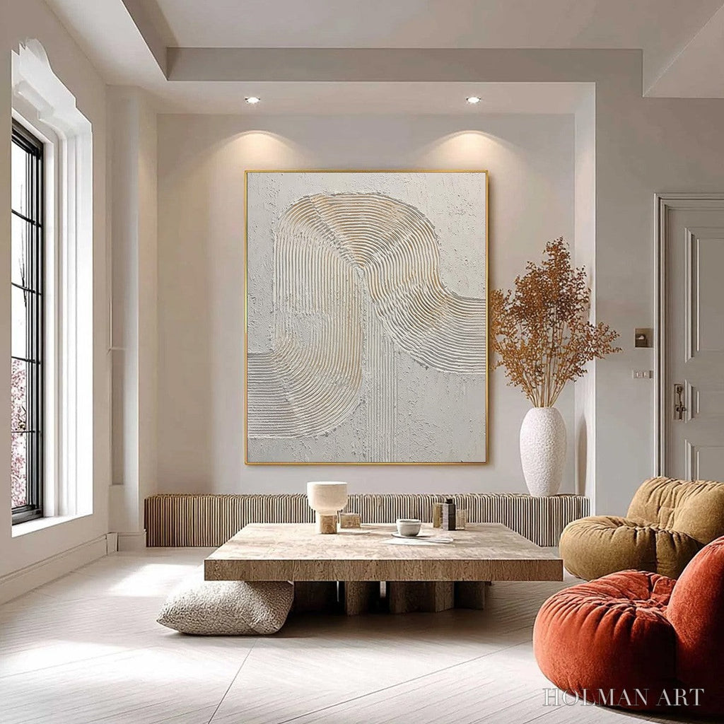 HOLMAN ART Continuum – Textured Minimalist Abstract Painting in White and Beige - image 6