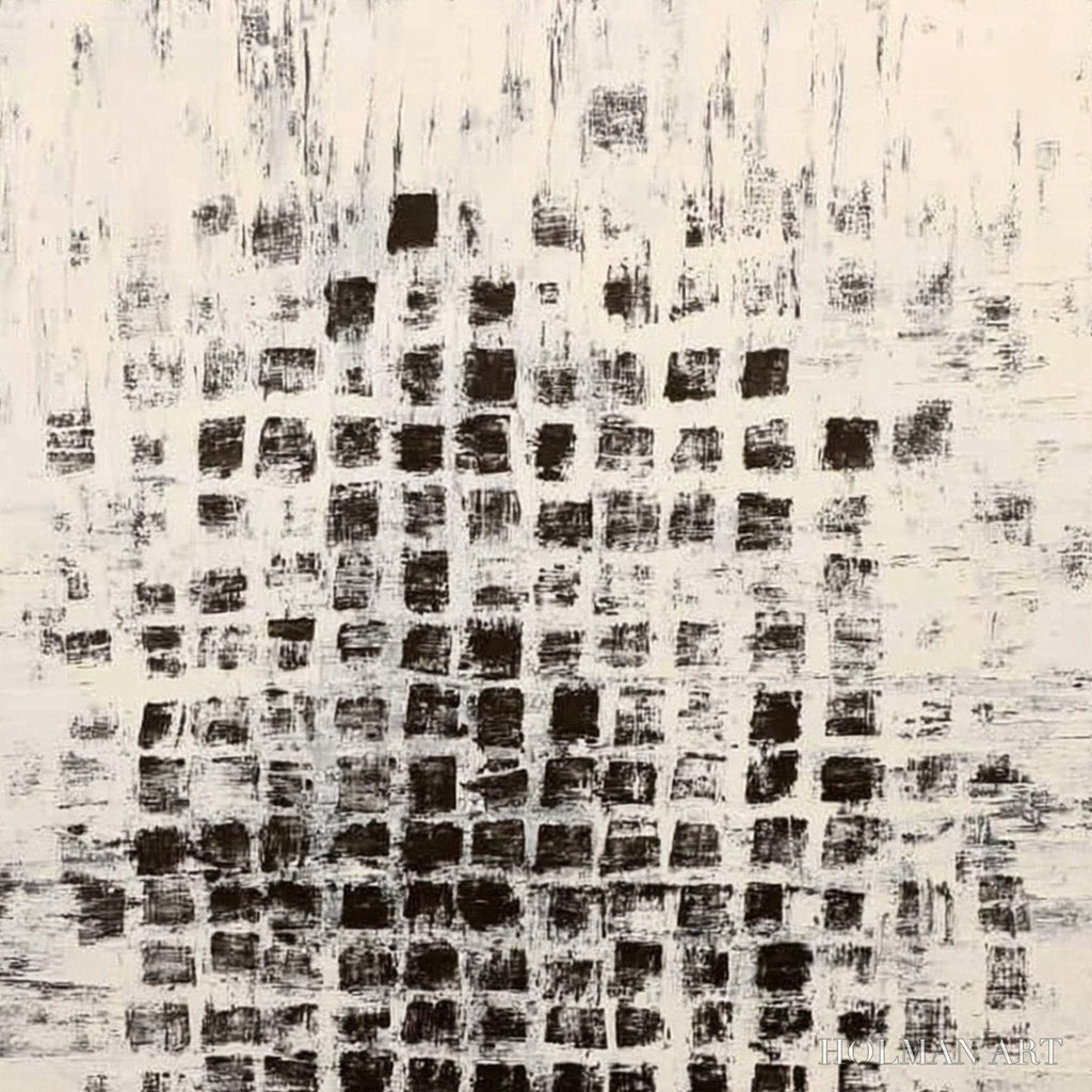 HOLMAN ART Matrix – Large Black and White Textured Abstract Grid Painting - image 3