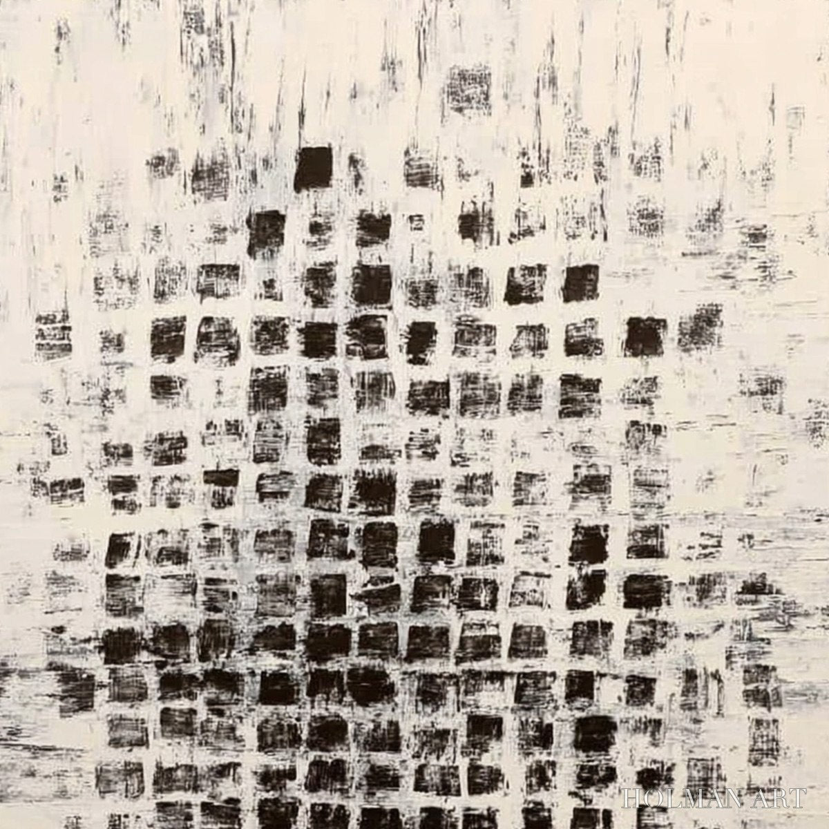 HOLMAN ART Matrix – Large Black and White Textured Abstract Grid Painting - image 3