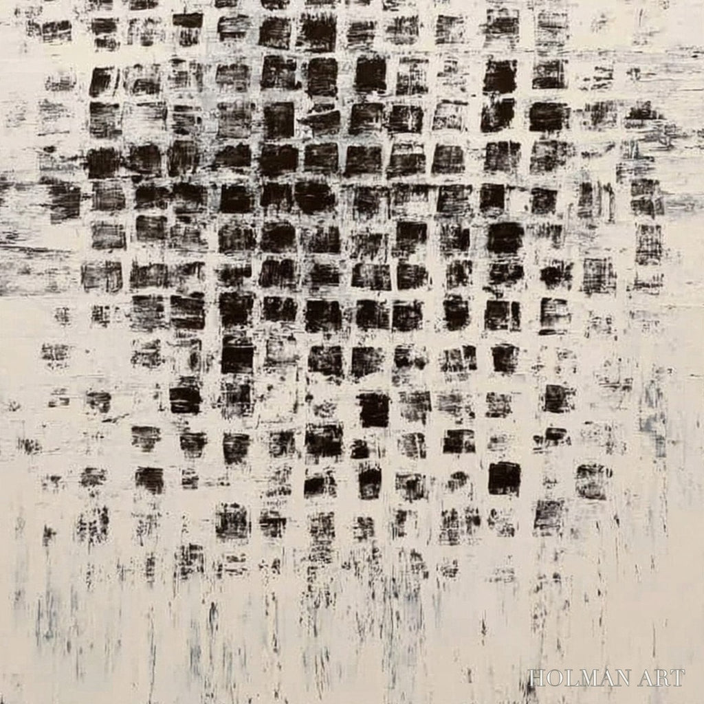 HOLMAN ART Matrix – Large Black and White Textured Abstract Grid Painting - image 5