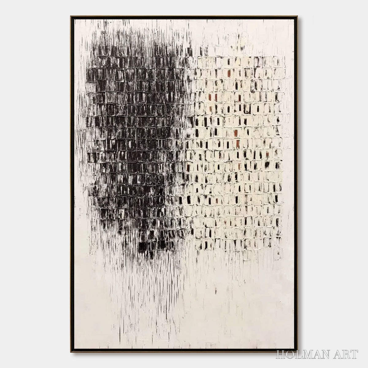 HOLMAN ART Fragment – Textured Minimalist Black and White Architectural Painting - image 1