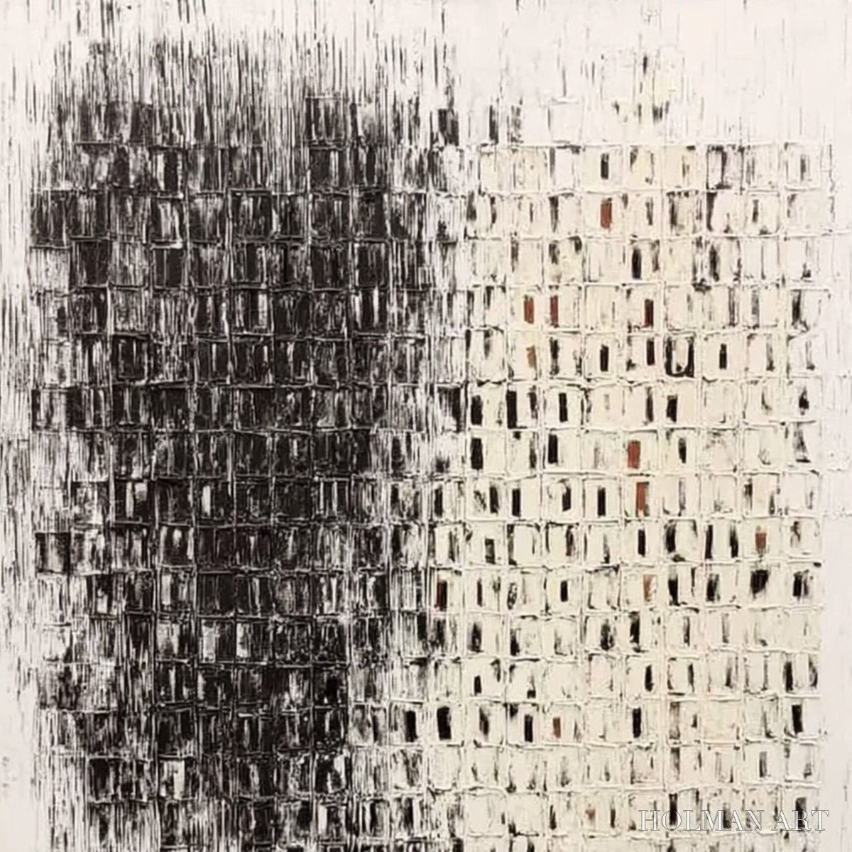 HOLMAN ART Fragment – Textured Minimalist Black and White Architectural Painting - image 3