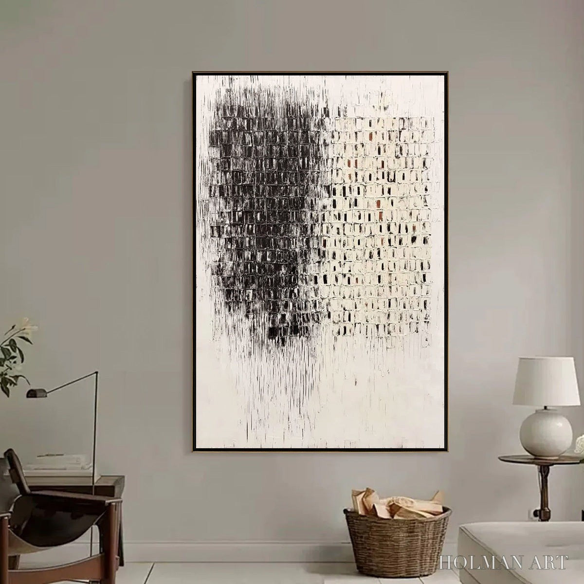 HOLMAN ART Fragment – Textured Minimalist Black and White Architectural Painting - image 6
