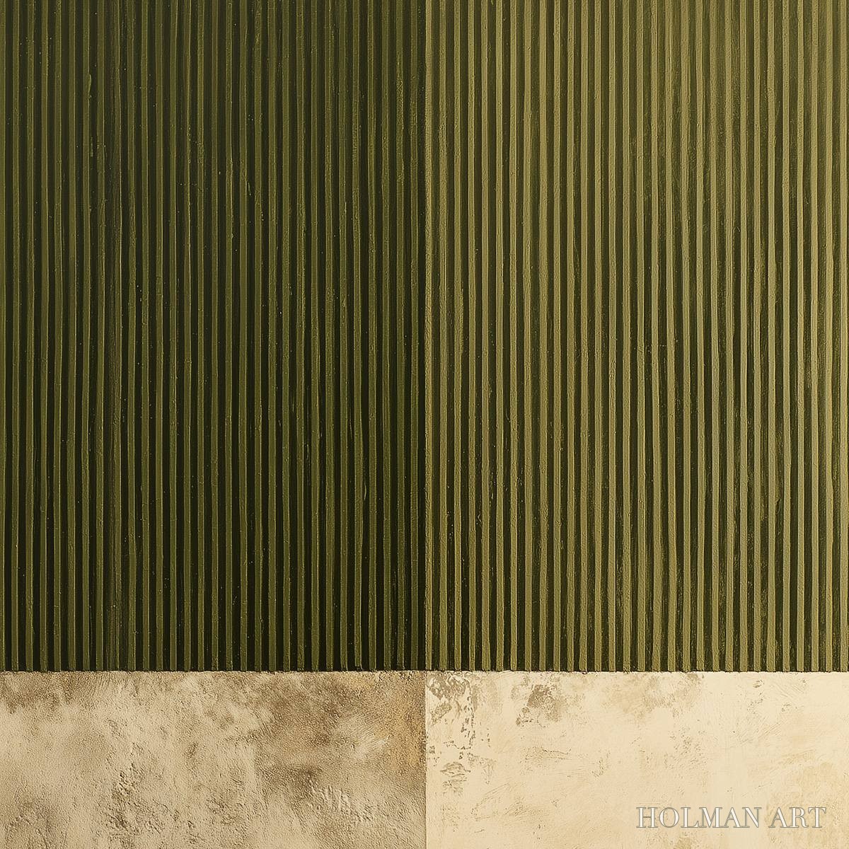 HOLMAN ART Earthen Rhythm – Textured Minimalist Abstract Painting in Green and Beige - image 3
