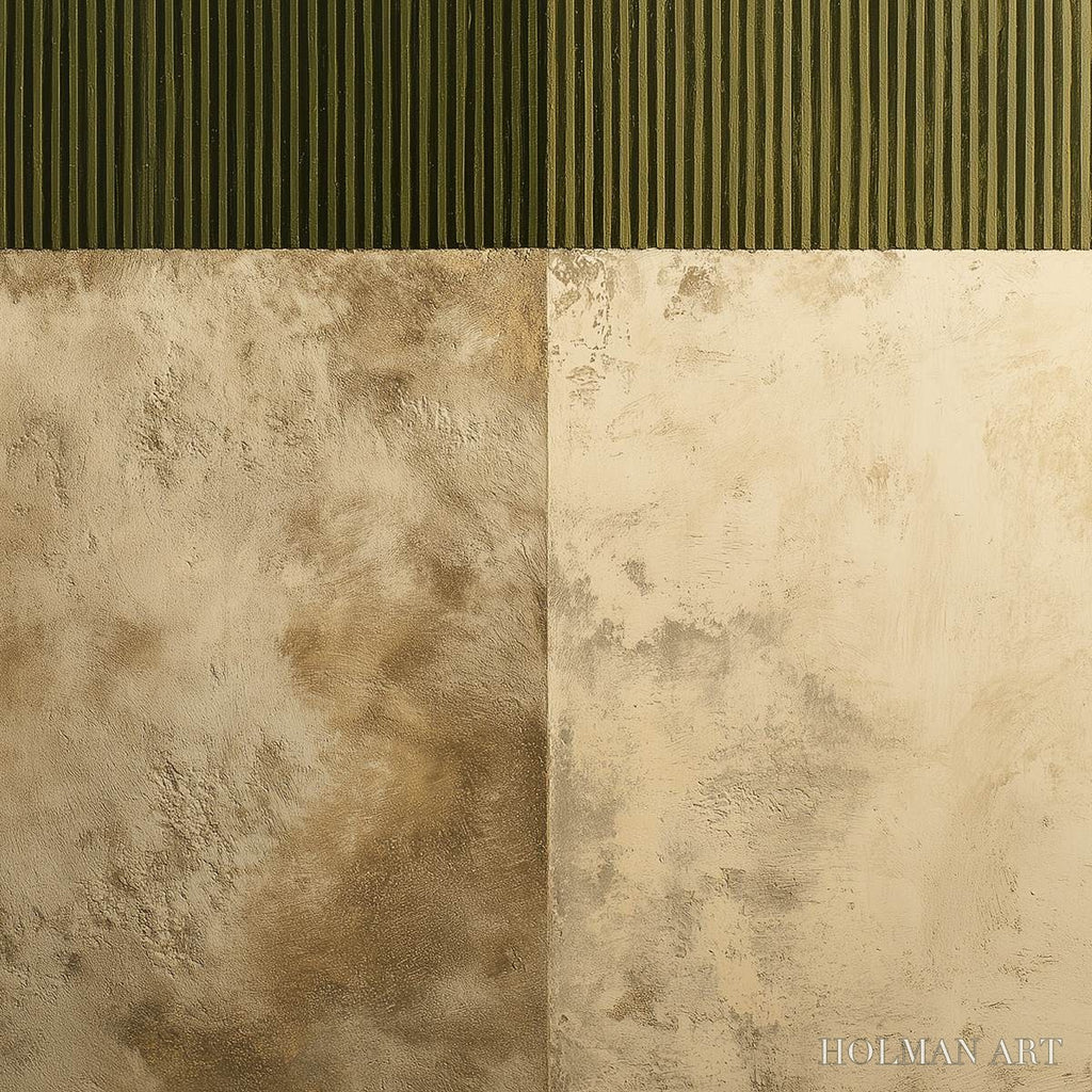 HOLMAN ART Earthen Rhythm – Textured Minimalist Abstract Painting in Green and Beige - image 5