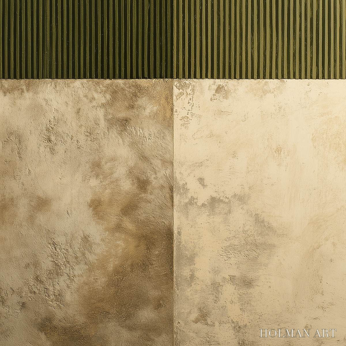 HOLMAN ART Earthen Rhythm – Textured Minimalist Abstract Painting in Green and Beige - image 5