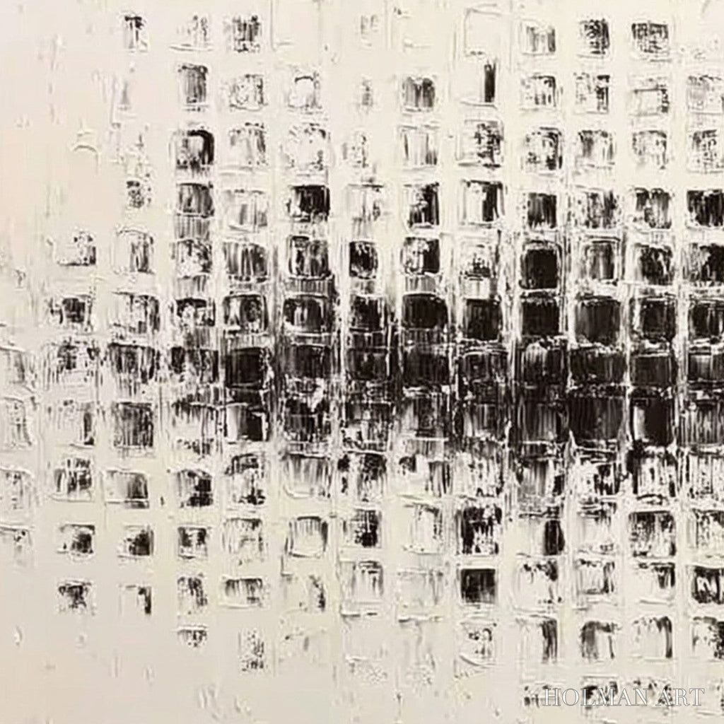 HOLMAN ART Static Rhythm – Textured Black and White Minimalist Abstract Painting - image 5