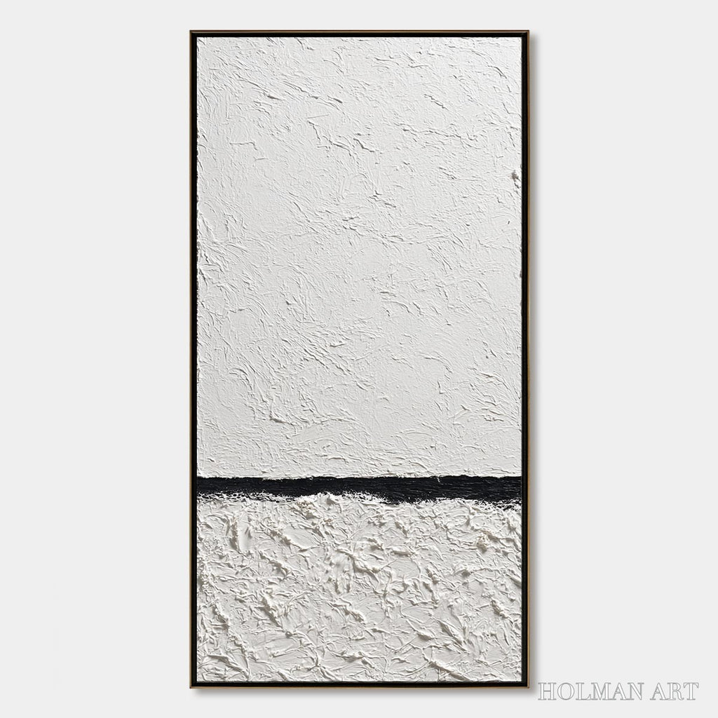 HOLMAN ART Equilibrium – Textured Black and White Minimalist Painting - image 1