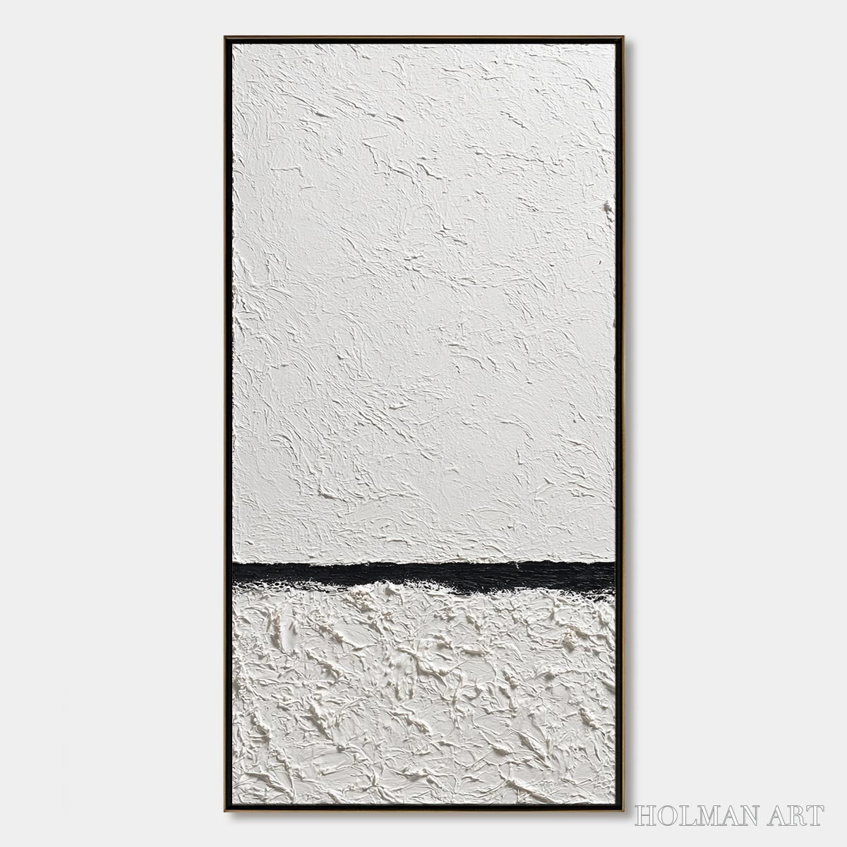 HOLMAN ART Equilibrium – Textured Black and White Minimalist Painting - image 1