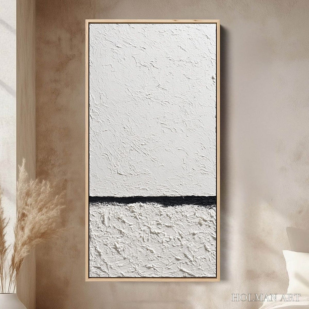 HOLMAN ART Equilibrium – Textured Black and White Minimalist Painting - image 2