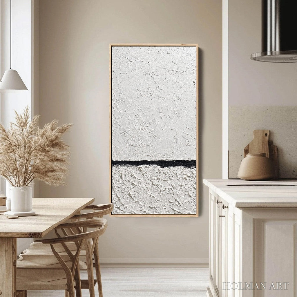 HOLMAN ART Equilibrium – Textured Black and White Minimalist Painting - image 4