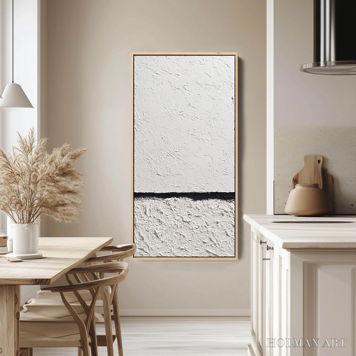 HOLMAN ART Equilibrium – Textured Black and White Minimalist Painting - image 4