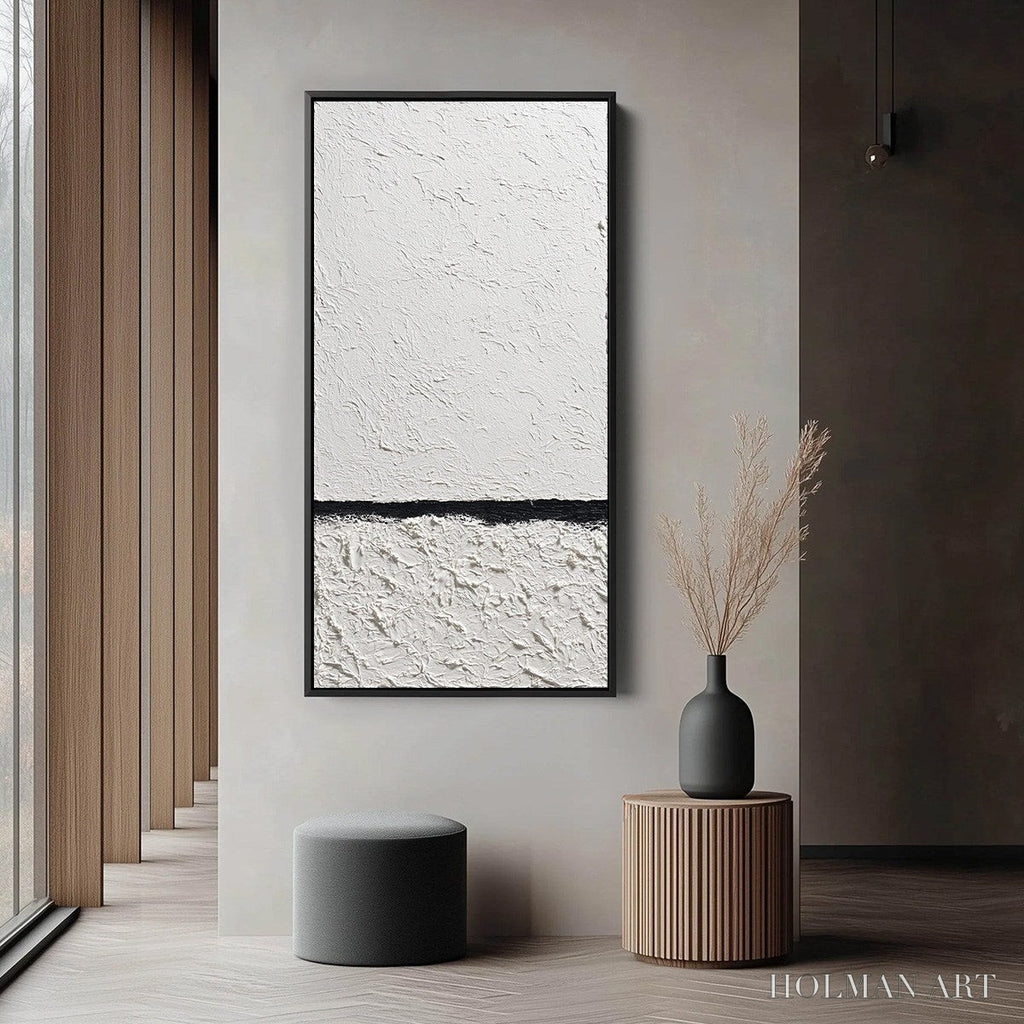 HOLMAN ART Equilibrium – Textured Black and White Minimalist Painting - image 6