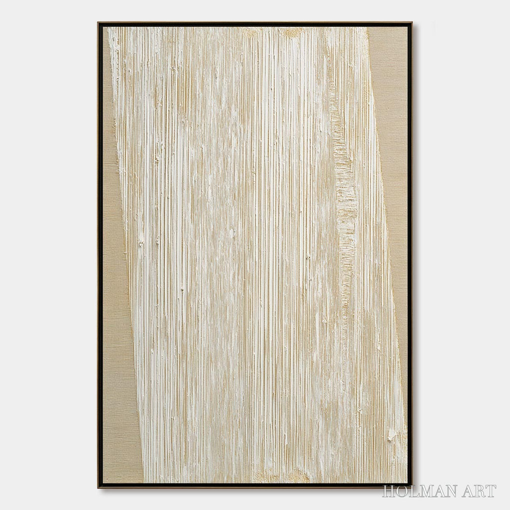 HOLMAN ART Linear Calm – Textured Minimalist Abstract Painting in Beige - image 1