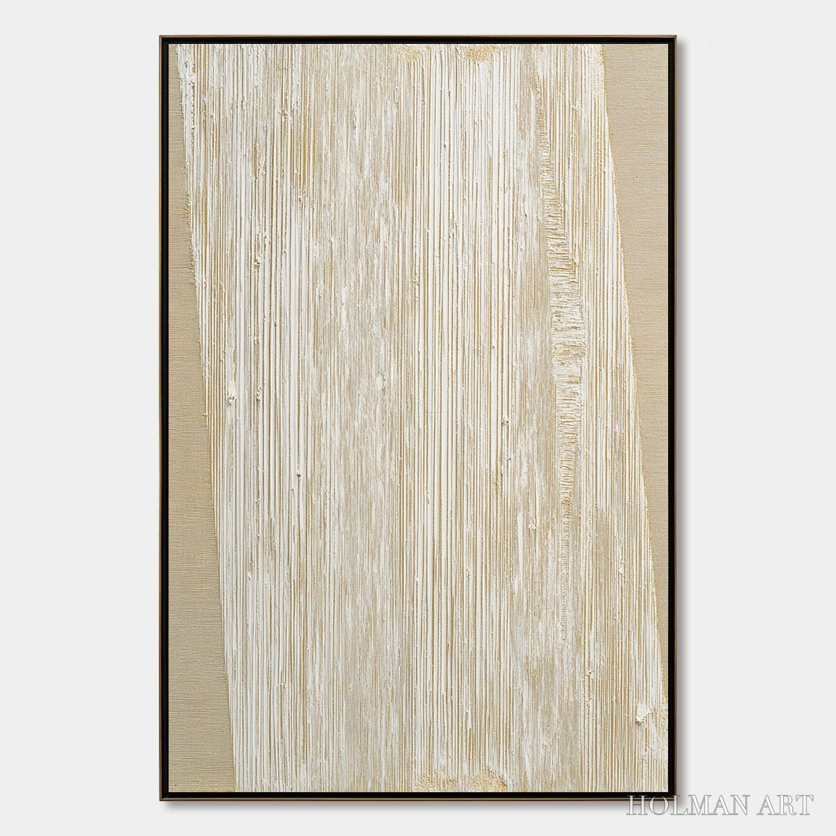 HOLMAN ART Linear Calm – Textured Minimalist Abstract Painting in Beige - image 1