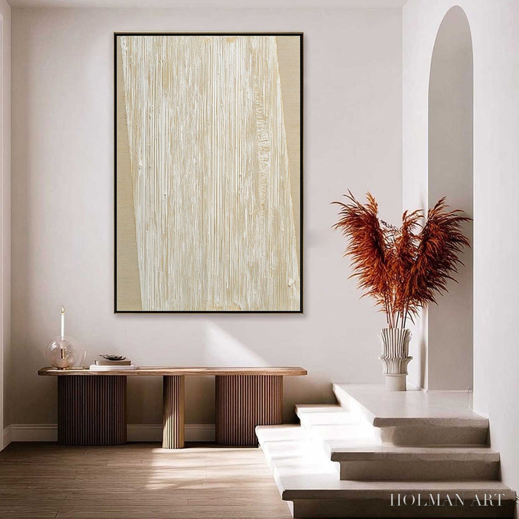 HOLMAN ART Linear Calm – Textured Minimalist Abstract Painting in Beige - image 4