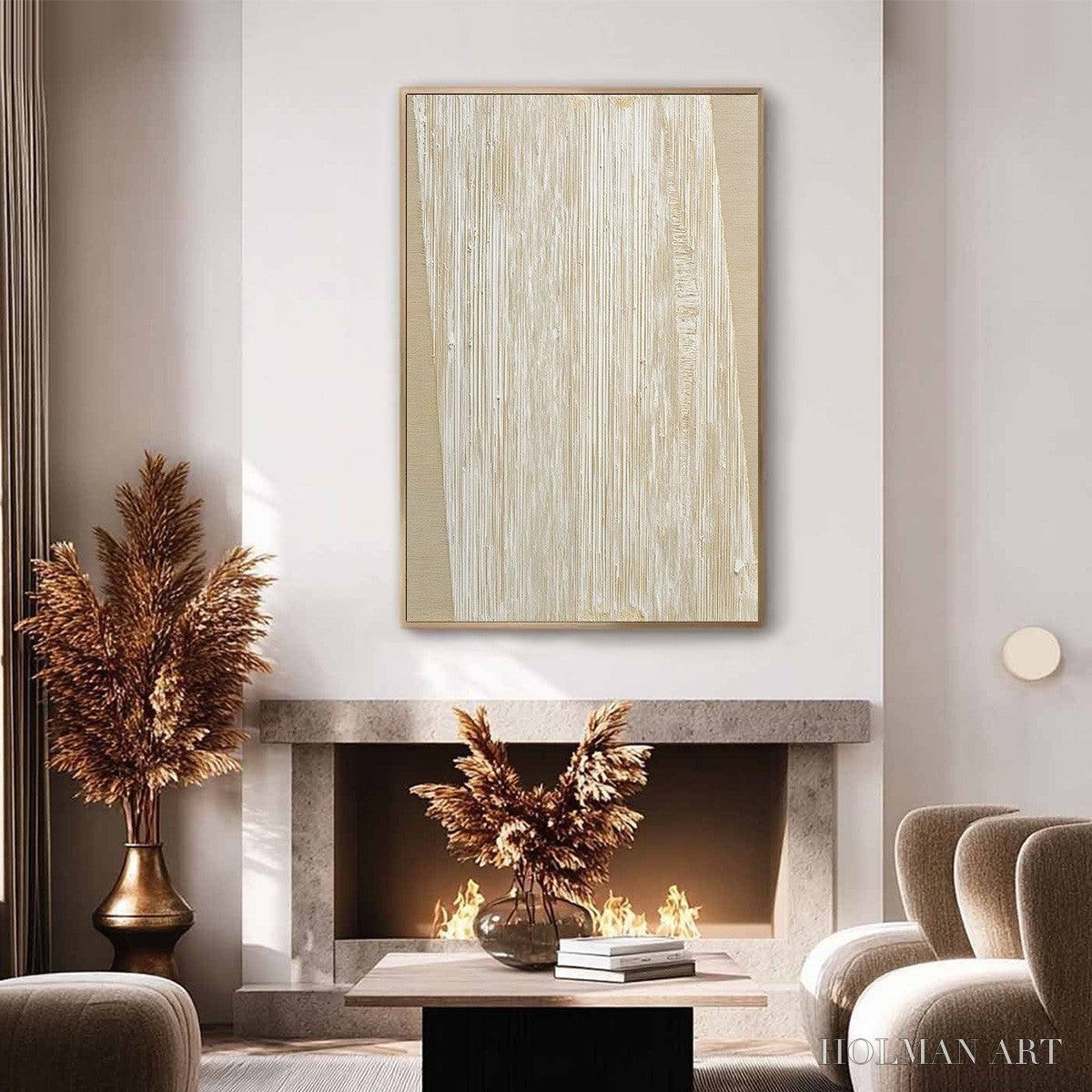 HOLMAN ART Linear Calm – Textured Minimalist Abstract Painting in Beige - image 6