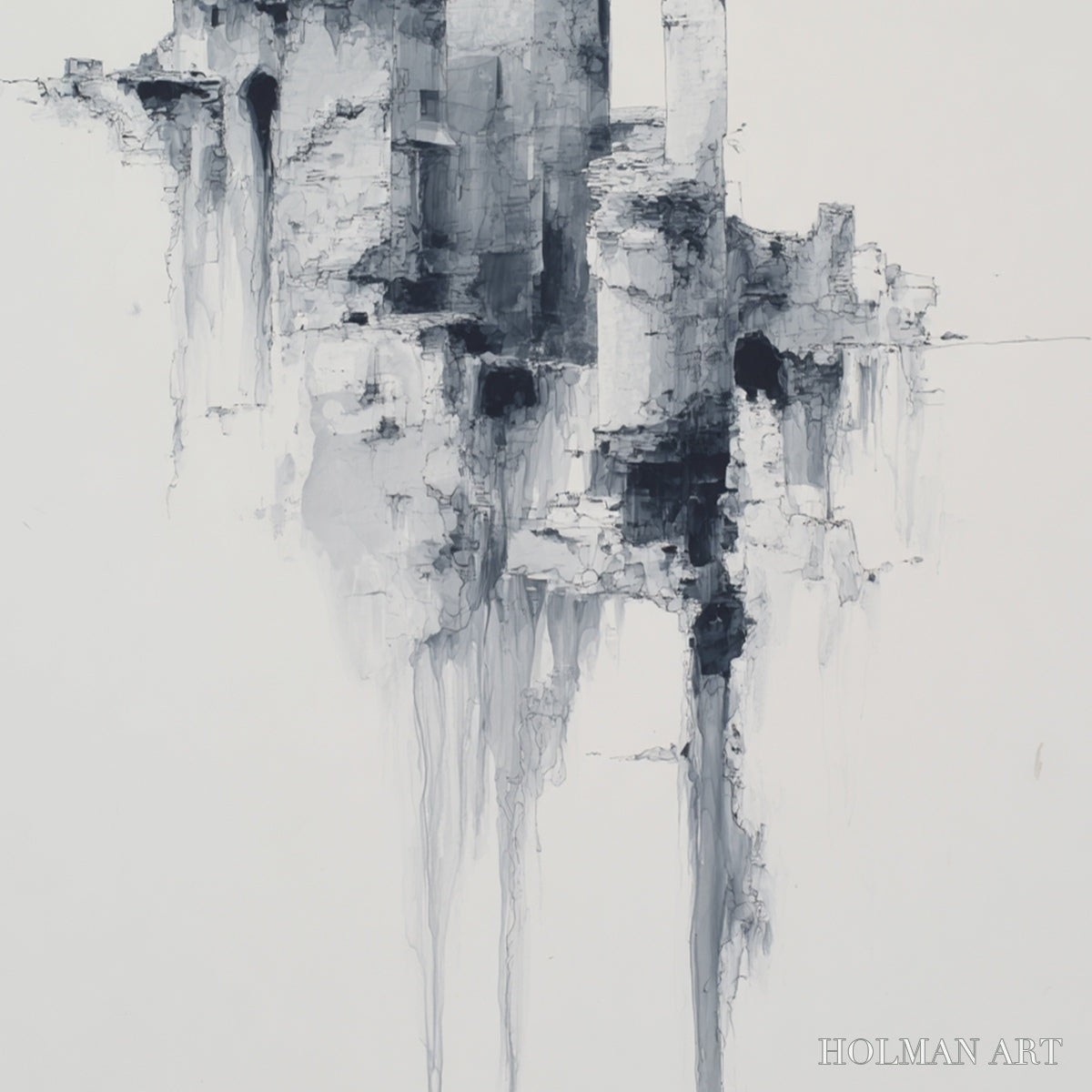 HOLMAN ART Ethereal Citadel – Minimalist Monochrome Architectural Painting - image 5