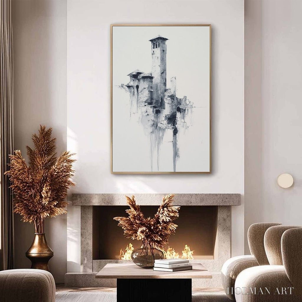 HOLMAN ART Ethereal Citadel – Minimalist Monochrome Architectural Painting - image 6