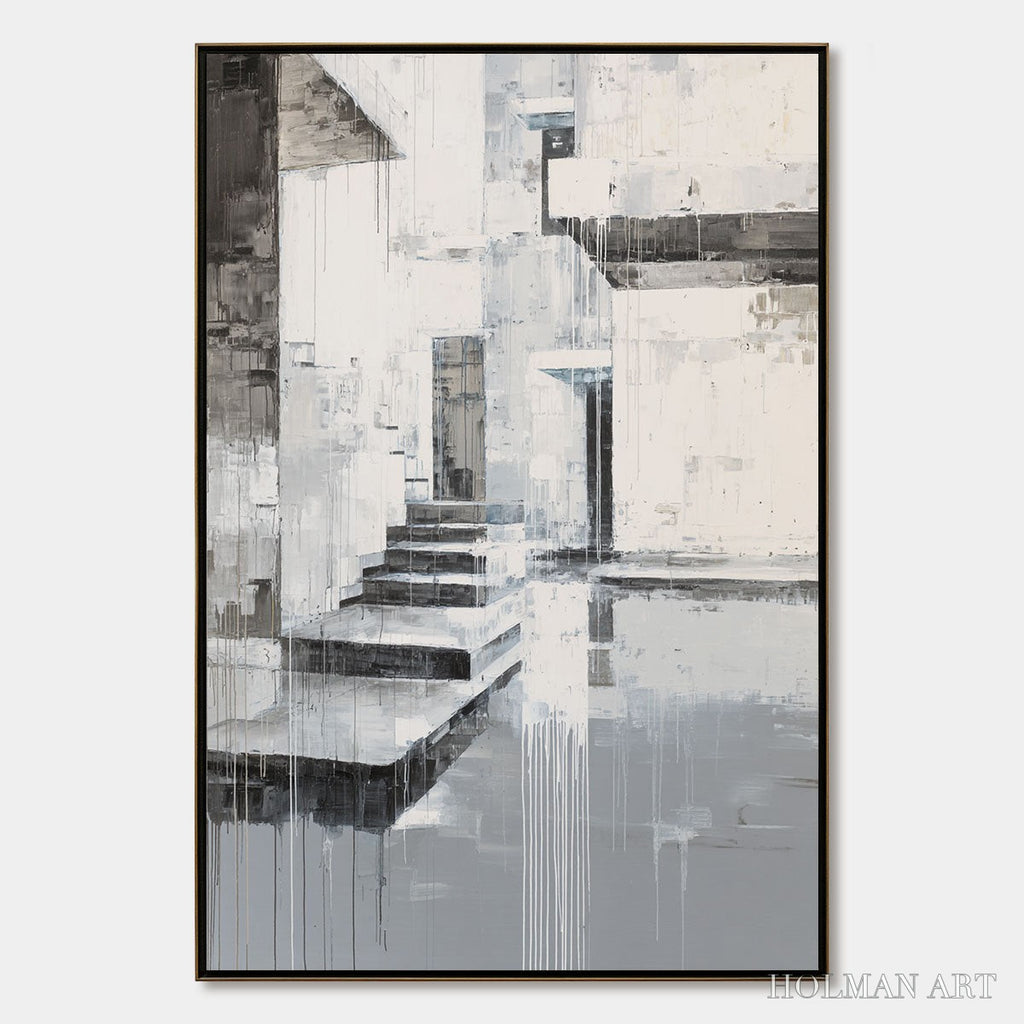 HOLMAN ART Echoes in Concrete – Monochrome Abstract Architectural Painting - image 1