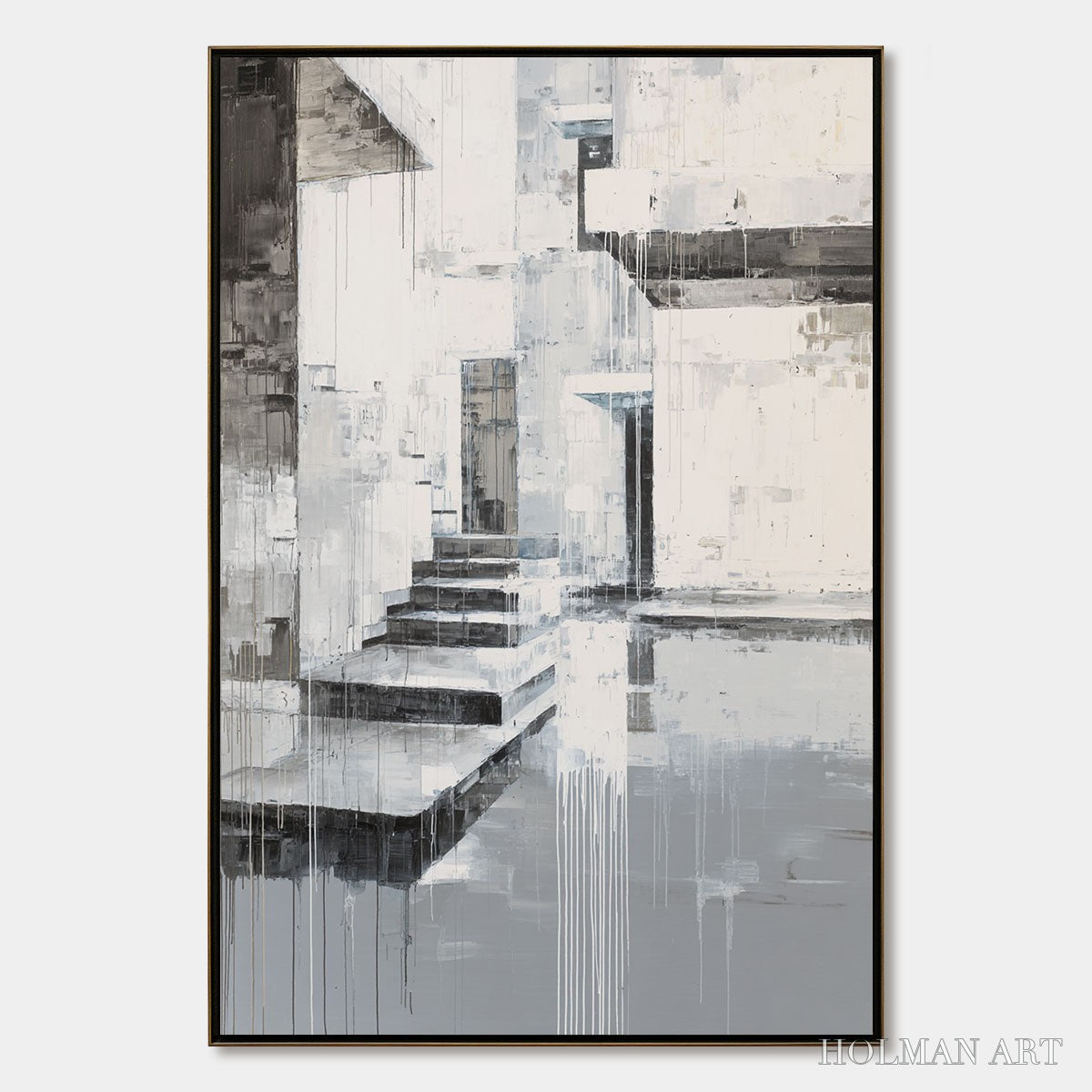 HOLMAN ART Echoes in Concrete – Monochrome Abstract Architectural Painting - image 1