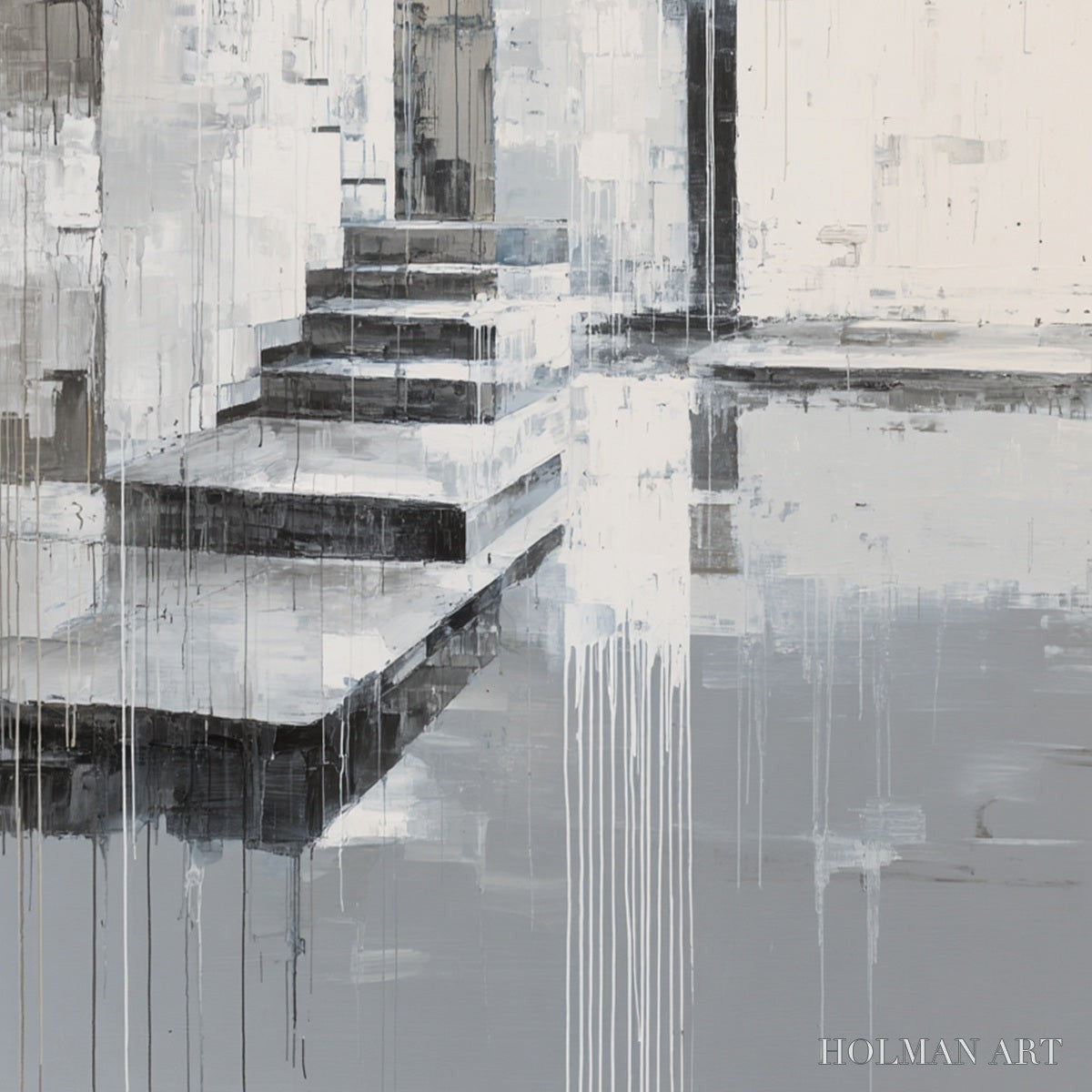 HOLMAN ART Echoes in Concrete – Monochrome Abstract Architectural Painting - image 3