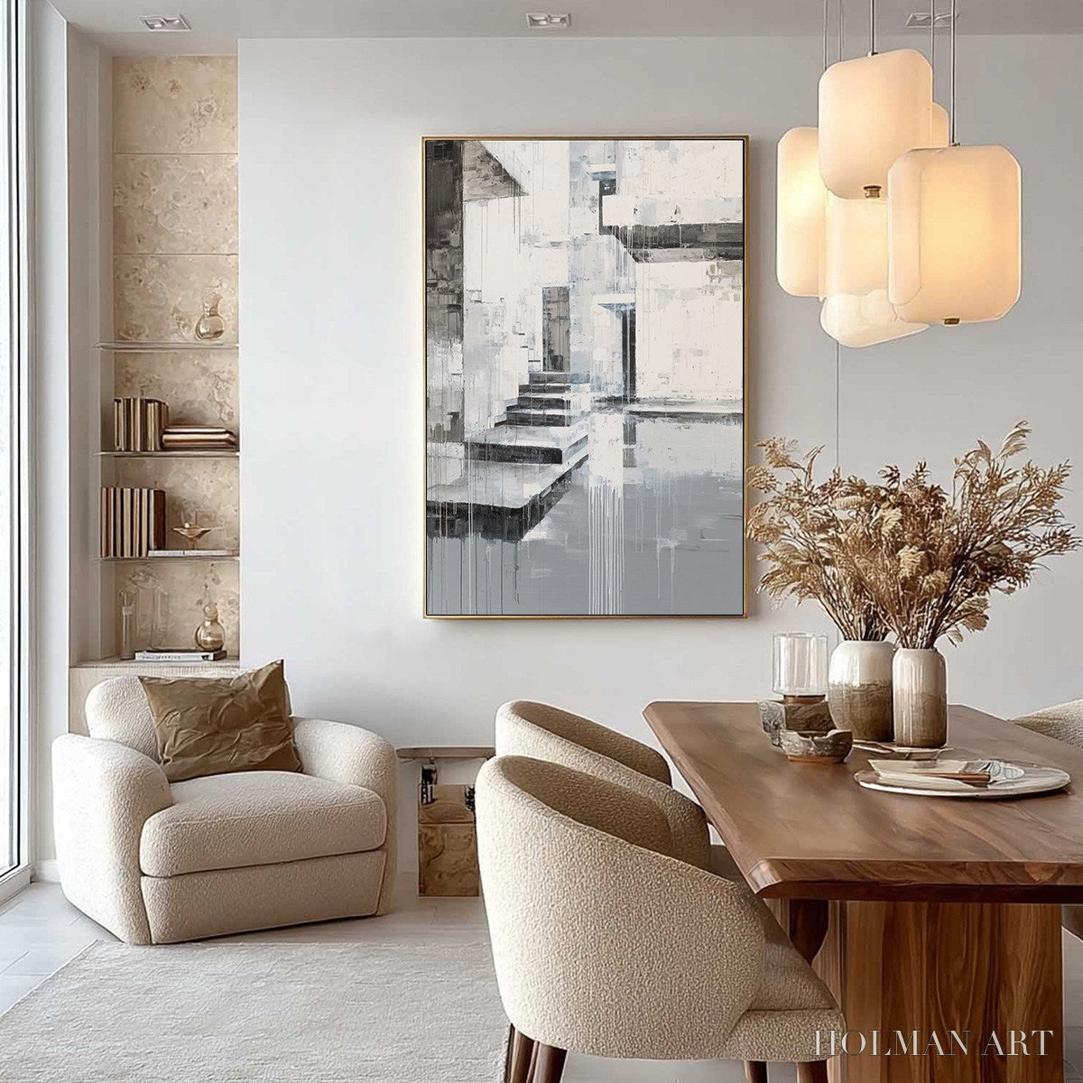 HOLMAN ART Echoes in Concrete – Monochrome Abstract Architectural Painting - image 4