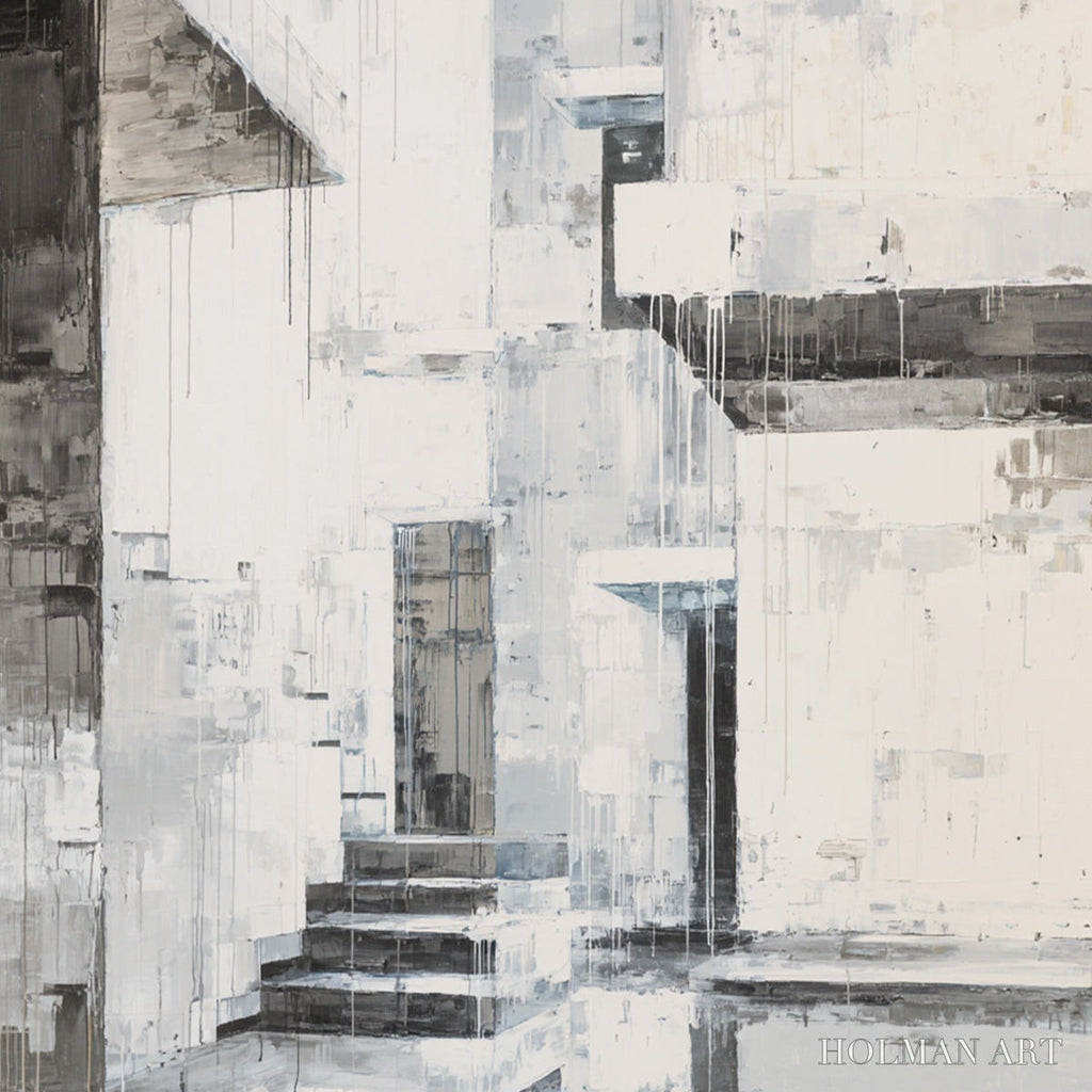 HOLMAN ART Echoes in Concrete – Monochrome Abstract Architectural Painting - image 5