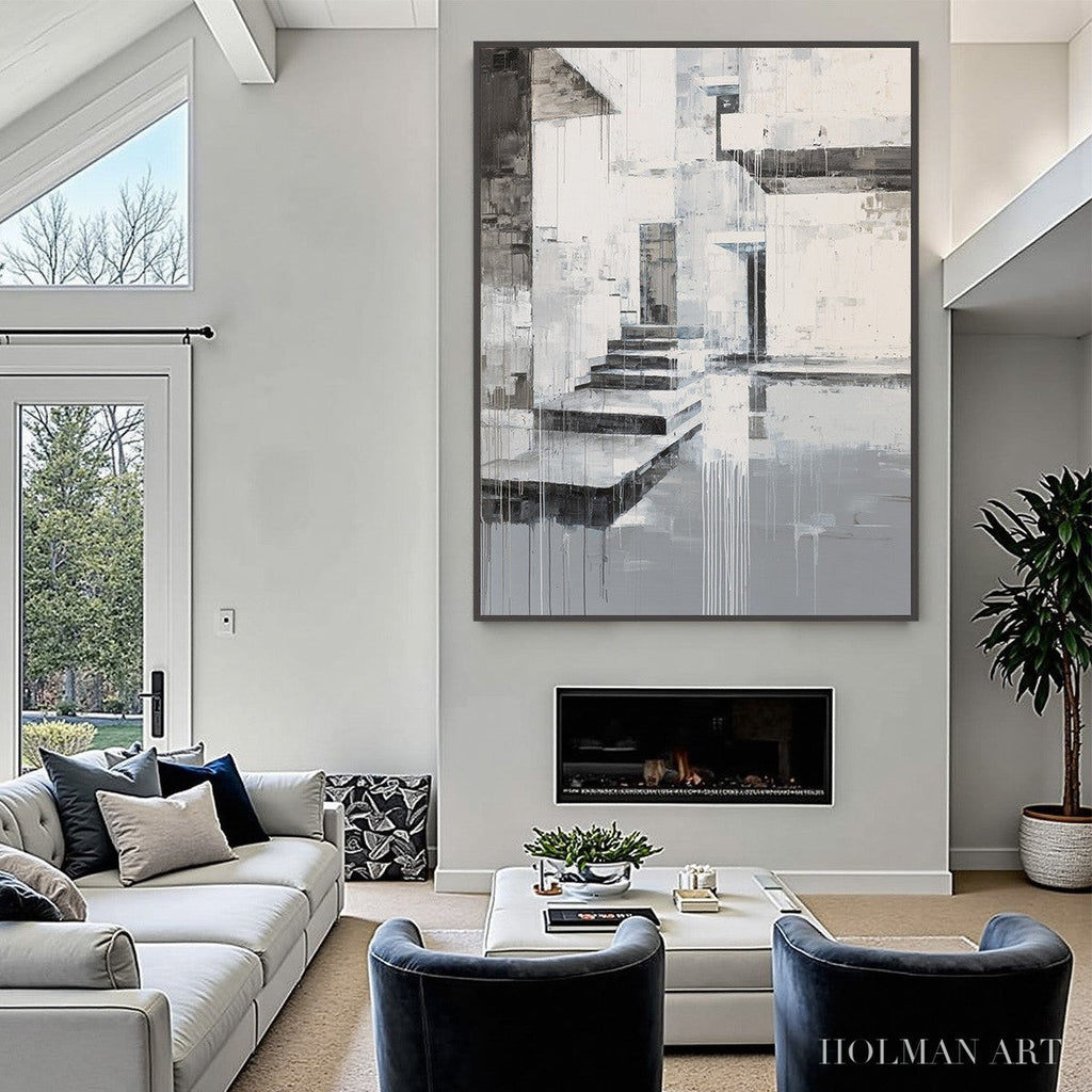 HOLMAN ART Echoes in Concrete – Monochrome Abstract Architectural Painting - image 6