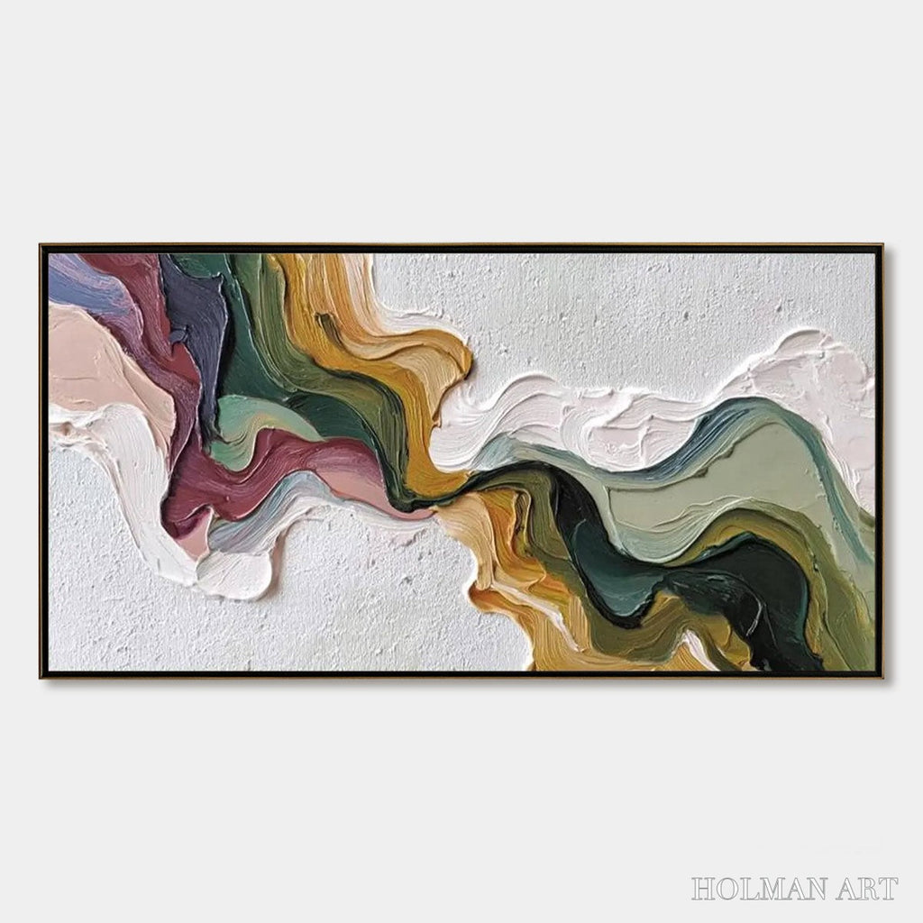 HOLMAN ART Terra Flow – Textured Abstract Earth Tone Panoramic Painting - image 1