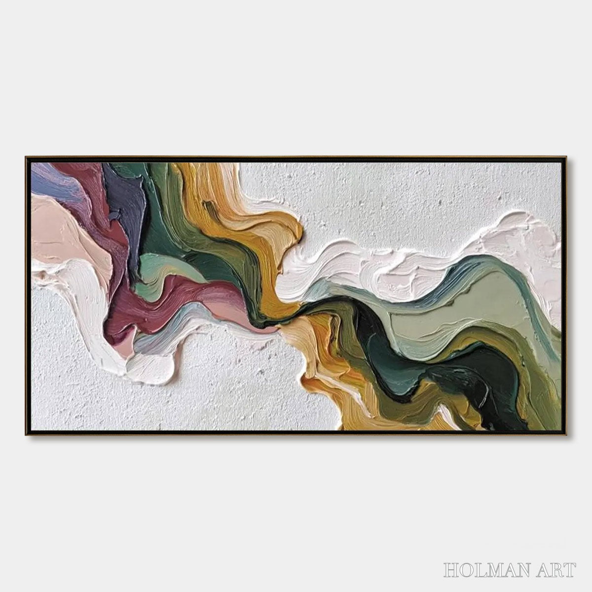 HOLMAN ART Terra Flow – Textured Abstract Earth Tone Panoramic Painting - image 1