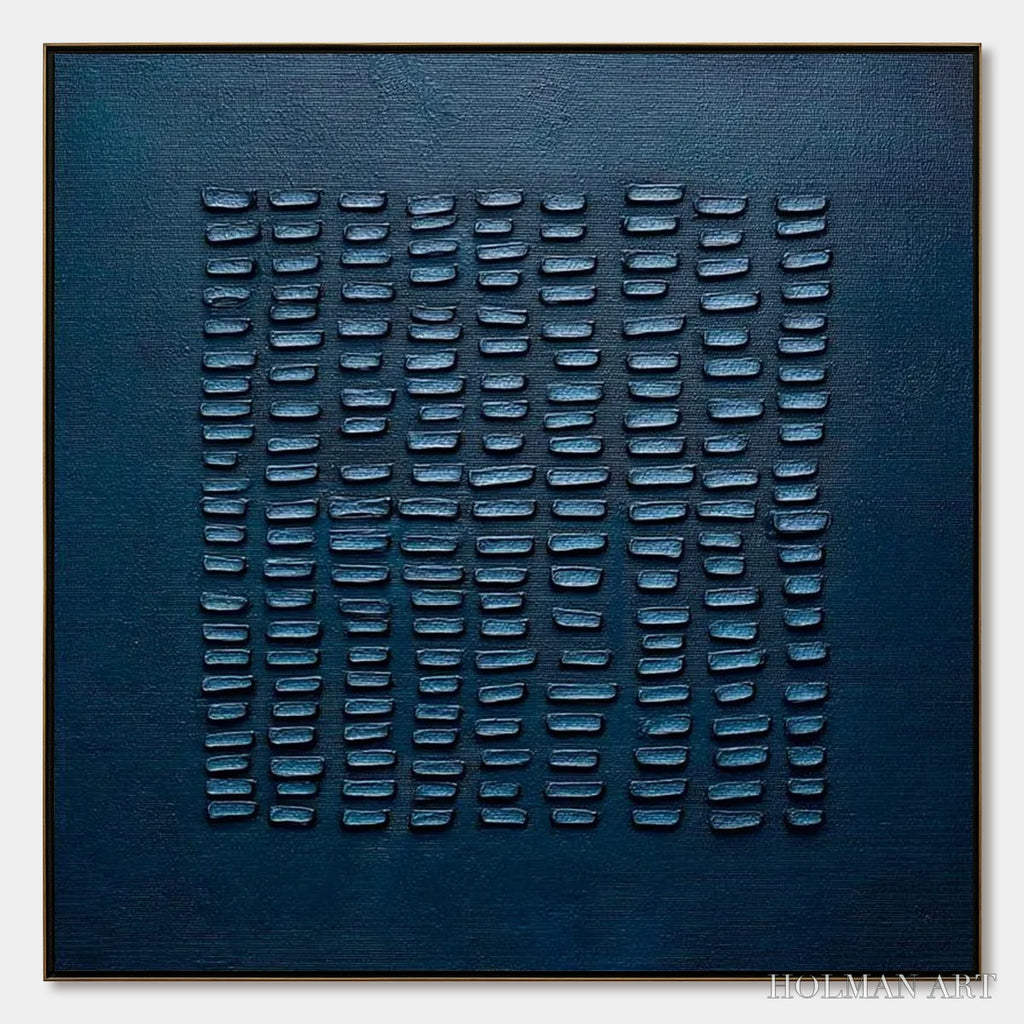 HOLMAN ART Midnight Code – Textured Minimalist Geometric Abstract Oil Painting - image 1