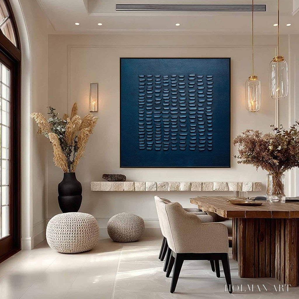 HOLMAN ART Midnight Code – Textured Minimalist Geometric Abstract Oil Painting - image 2