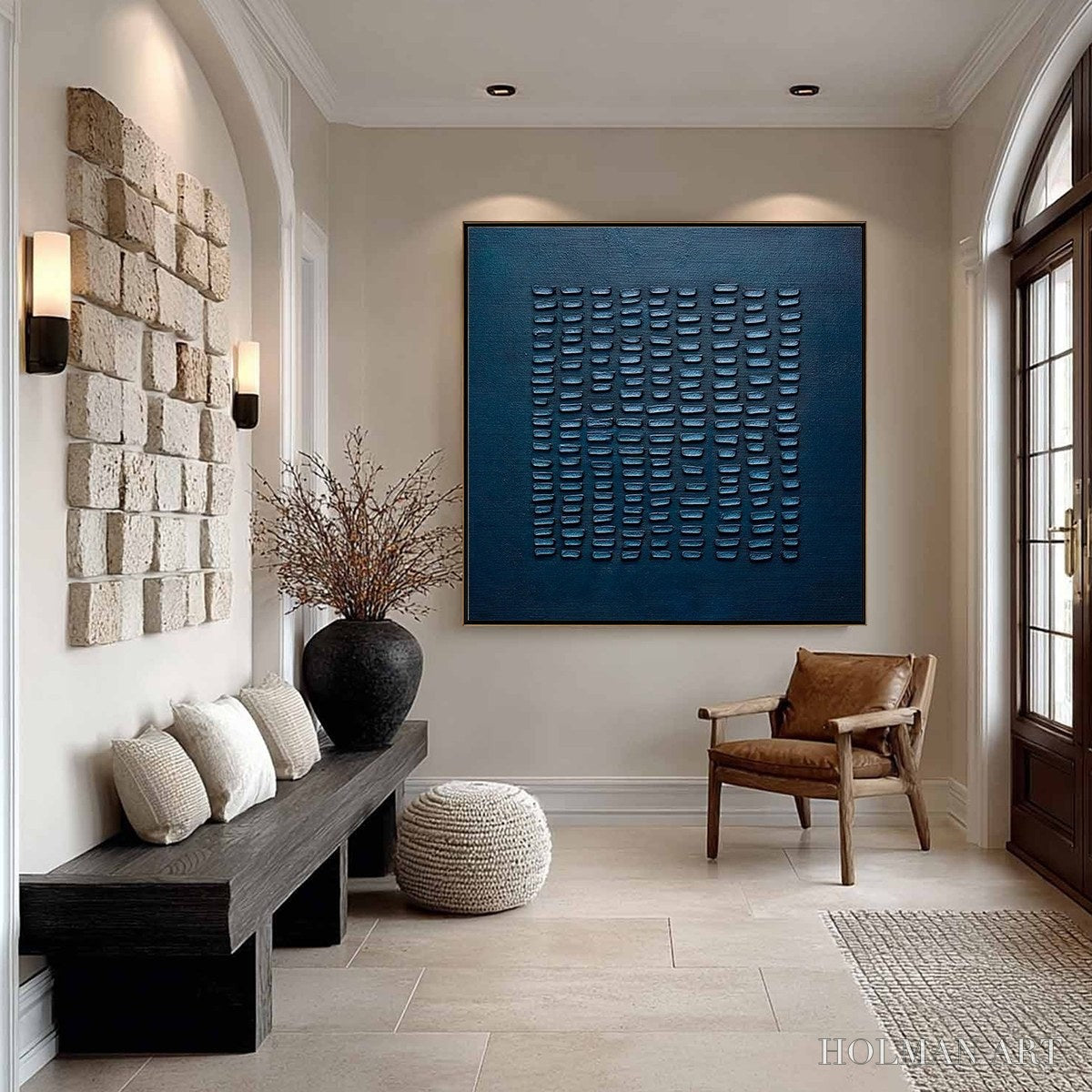 HOLMAN ART Midnight Code – Textured Minimalist Geometric Abstract Oil Painting - image 3