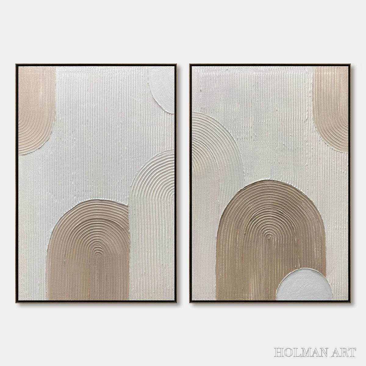 HOLMAN ART Ready to Ship | Beige Arches Diptych – Vertical Textured Abstract Set - image 1