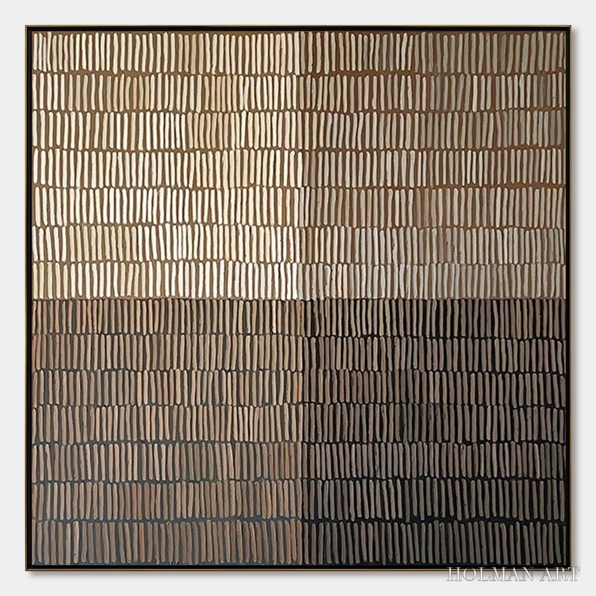 HOLMAN ART Earthen Rhythm – Minimalist Textured Beige Grid Painting - image 1