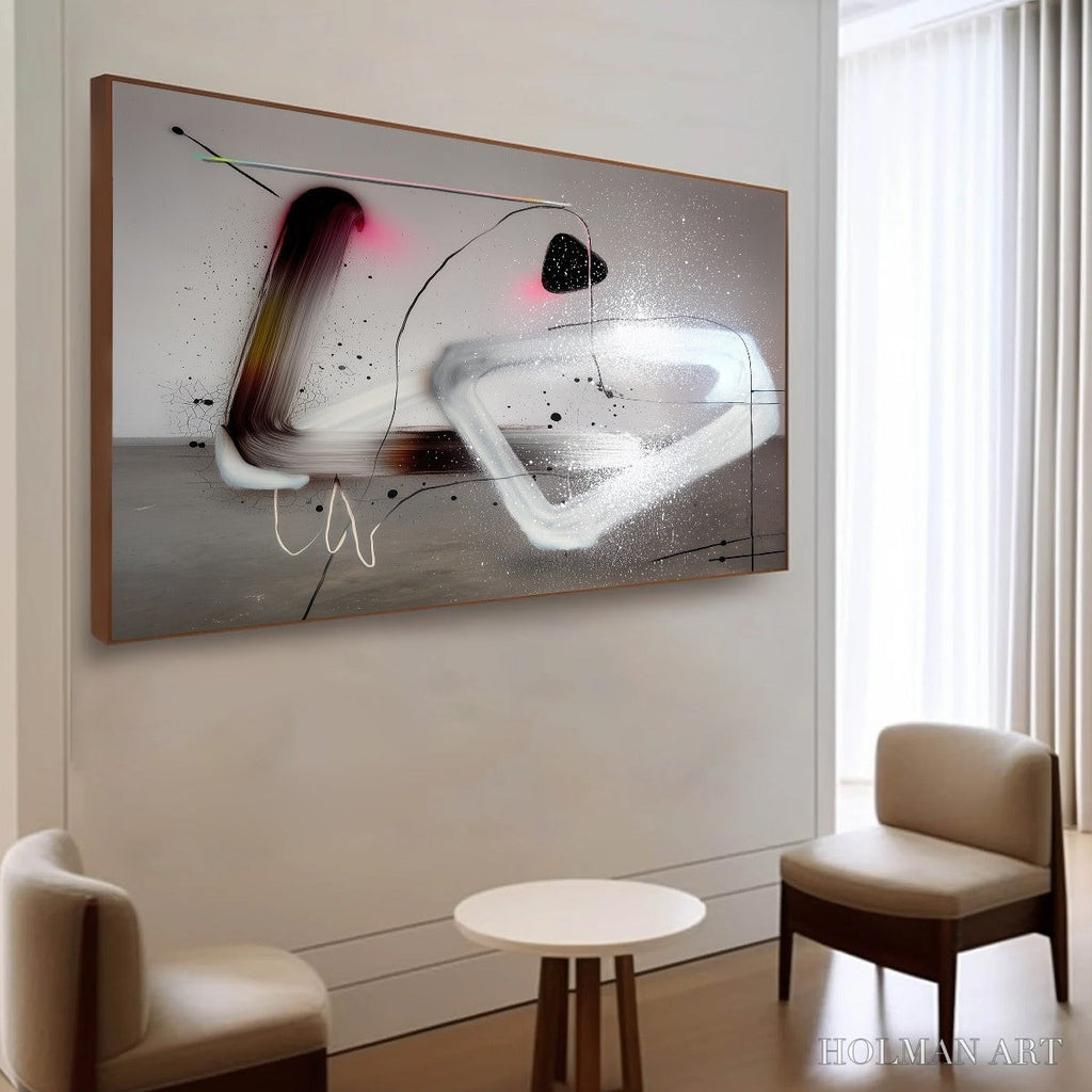 HOLMAN ART Cosmic Drift – Abstract Minimalist Oil Painting on Grey - image 5